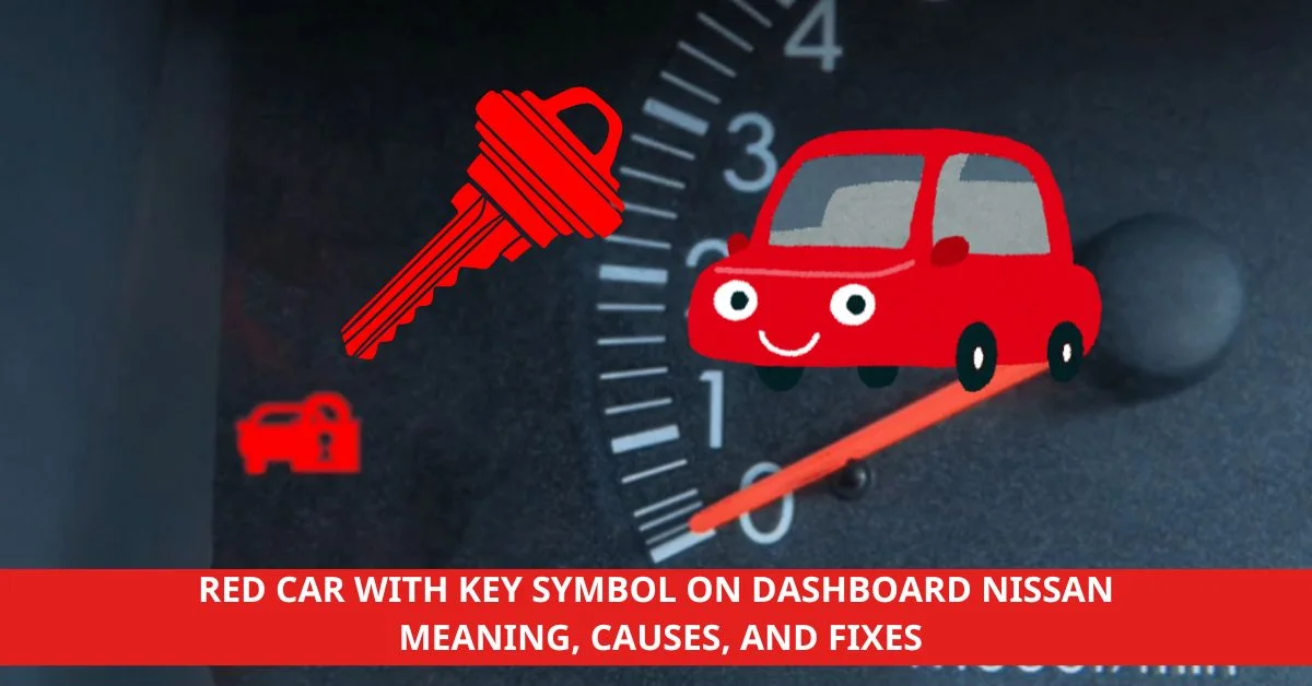 red car with key symbol on dashboard nissan