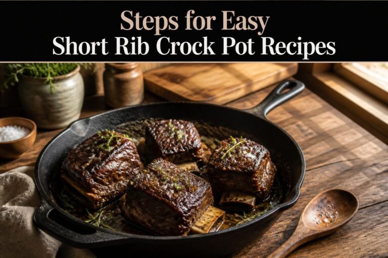 A serving of short ribs on a plate with seasoning.